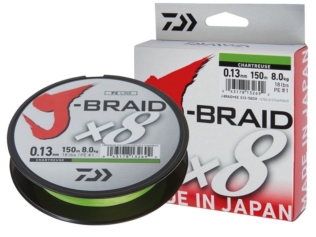 Daiwa J-Braid x8  Chartreusse 0.22mm, 150m