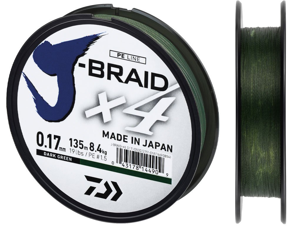 Daiwa J-Braid X4 Dark Green 135m, 0.13mm
