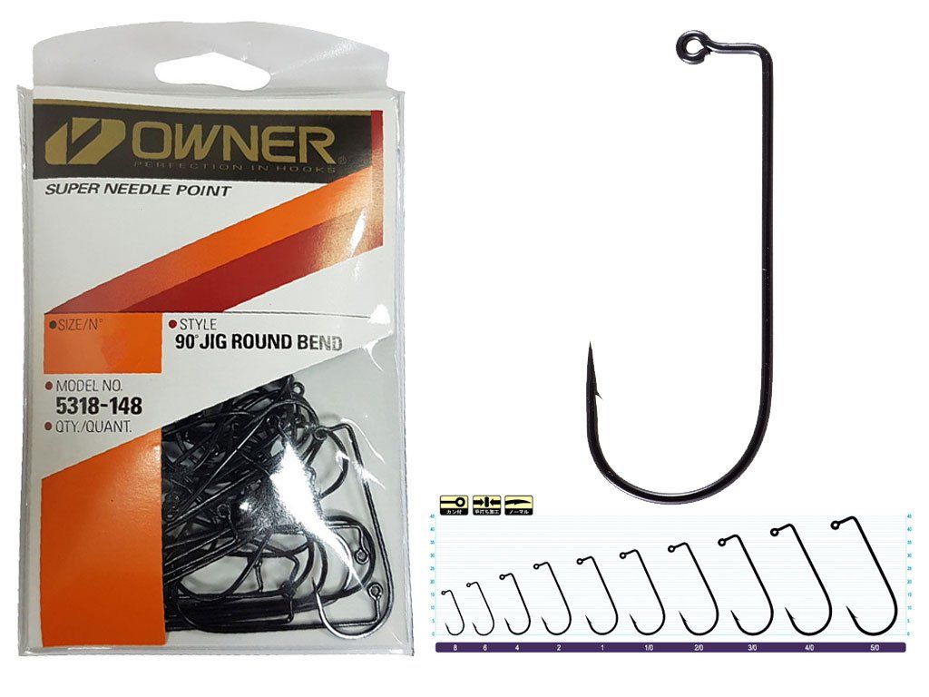 Owner Jig Hooks w/Super Needle Point Black 1/0