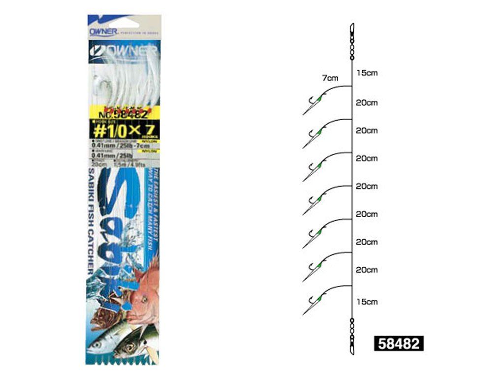 Owner 58482 7 Hook White Feather Sabiki, 2