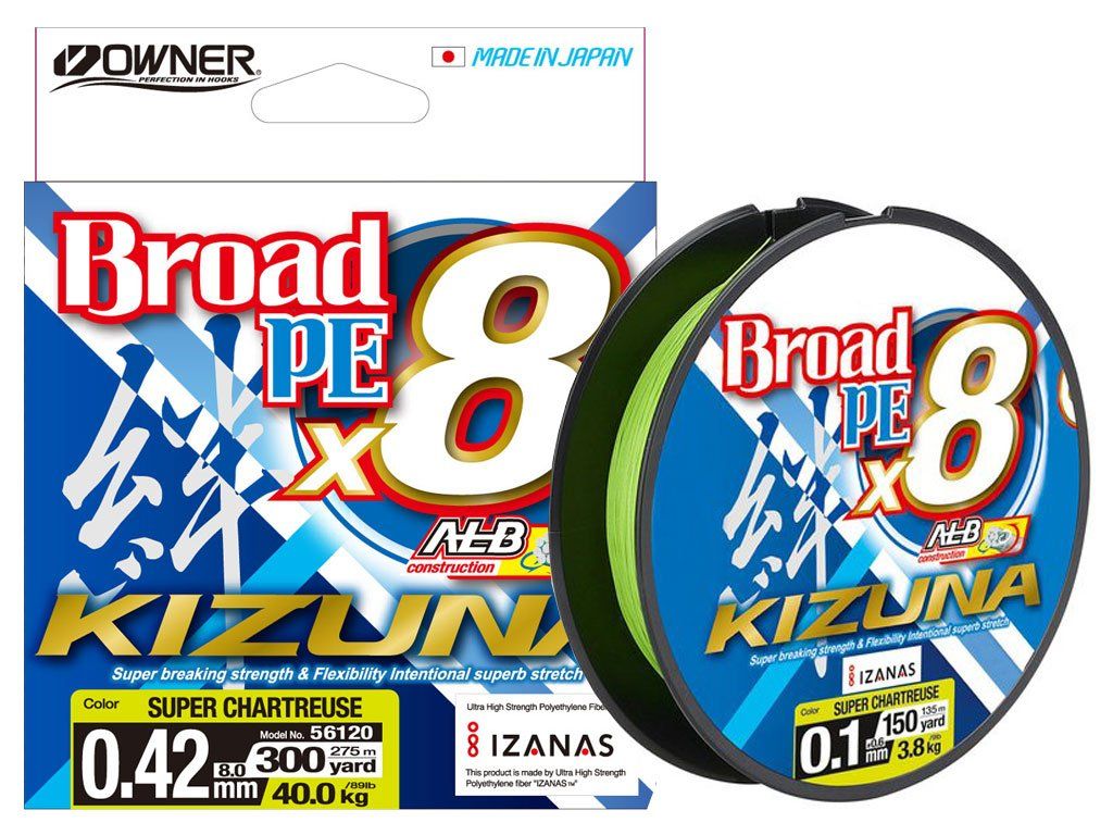 Owner Kizuna X8 Braid 135m Chartreuse 0.10mm