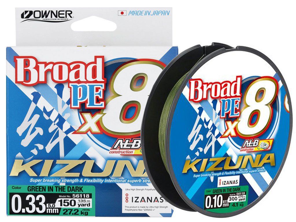 Owner Kizuna X8 Braid 275m Green In The Dark 0.12mm