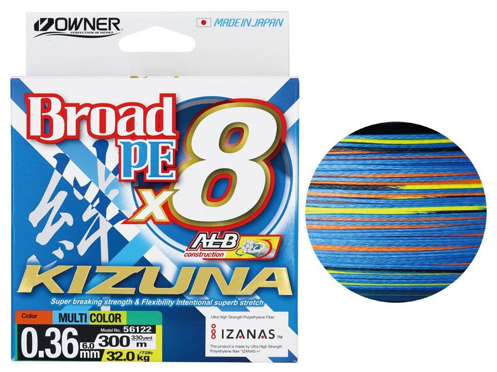 Owner Kizuna X8 Braid 300m Multicolor 0.13mm