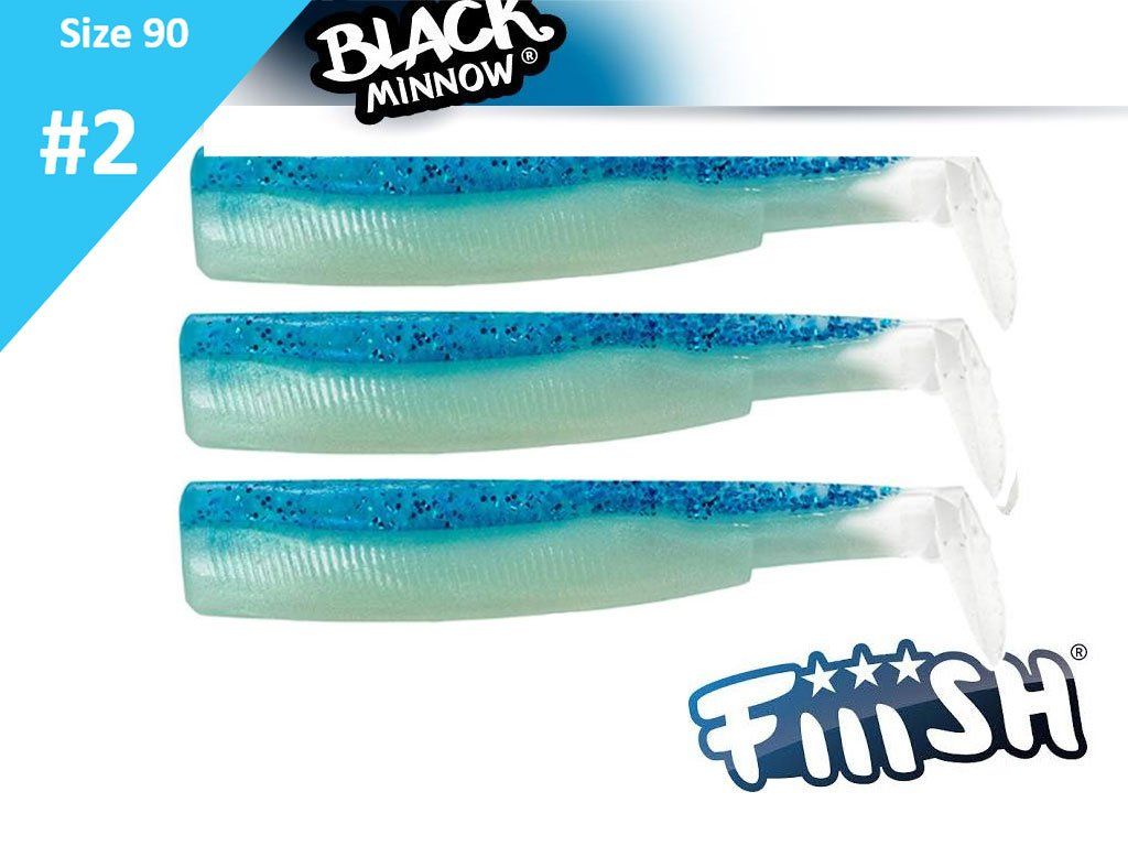 Fiiish Black Minnow 90 BM933 Bodies 3pcs Blue Glow