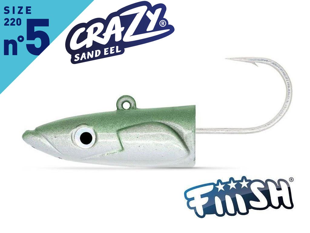 Fiiish Crazy Sand Eel CSE226 Jig Head Deep 90g Pearl Green 2pcs