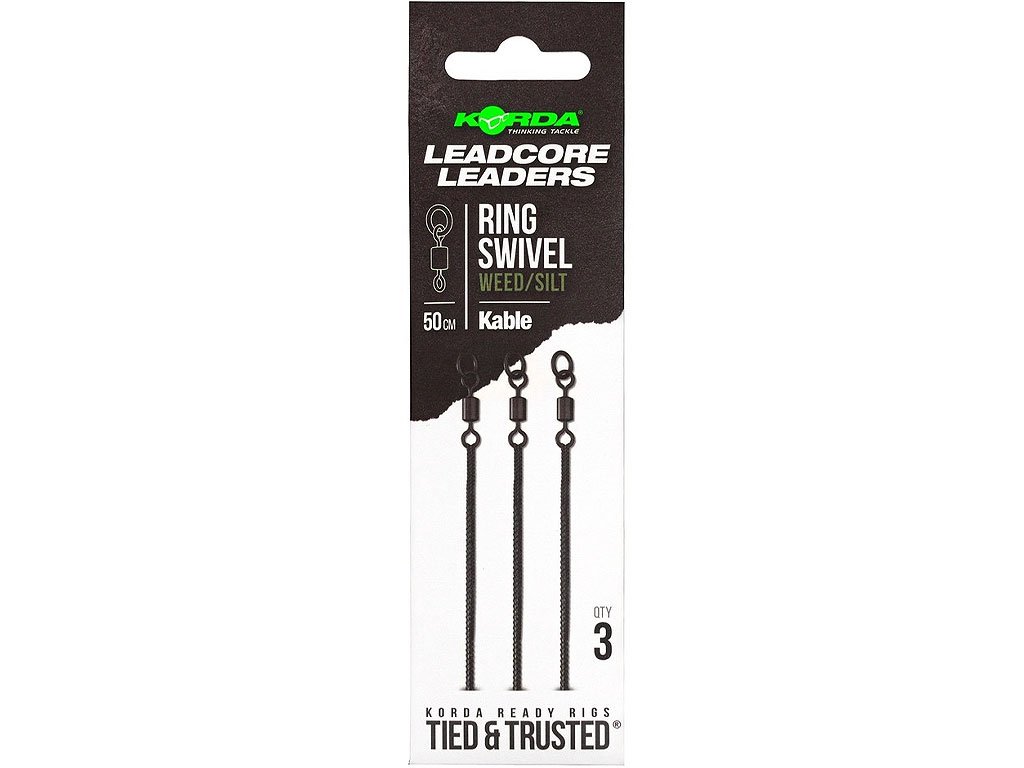 Korda Kable Leadcore Leader Ring Swivel Weed 50cm