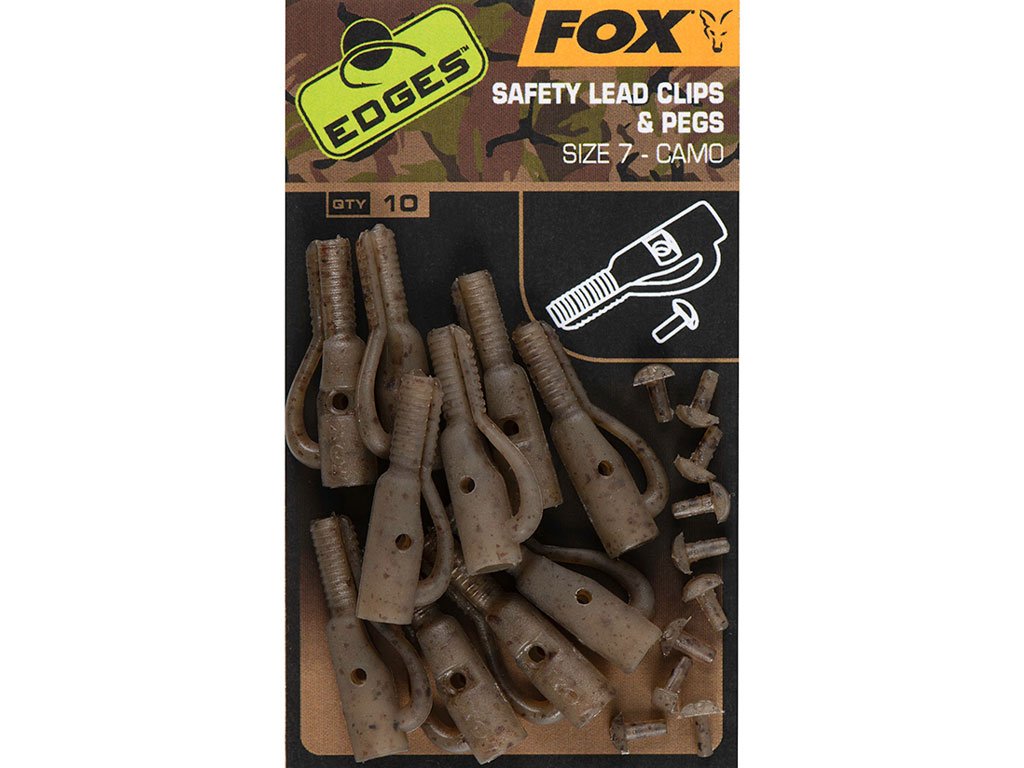 Fox Edges Camo Safety Lead Clip & Pegs 7, 10pcs