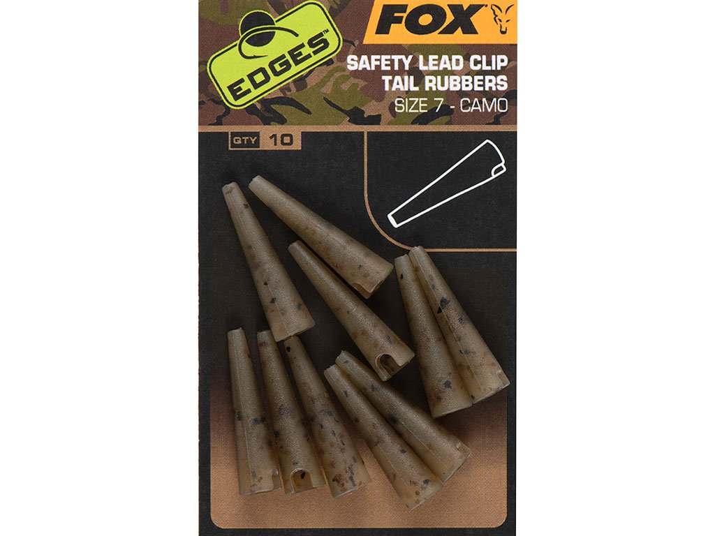 Fox Edges Camo Safety Lead Clip Tail Rubbers 7, 10pcs