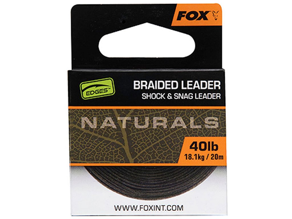 Fox Edges Naturals Braided Leader 20m, 40lb