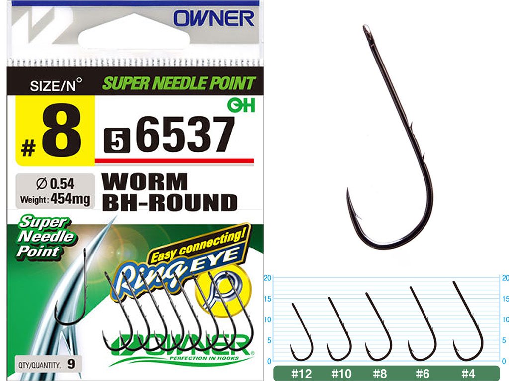 Owner 56537 Worm BH-Round Black Chrome 12, 9pcs