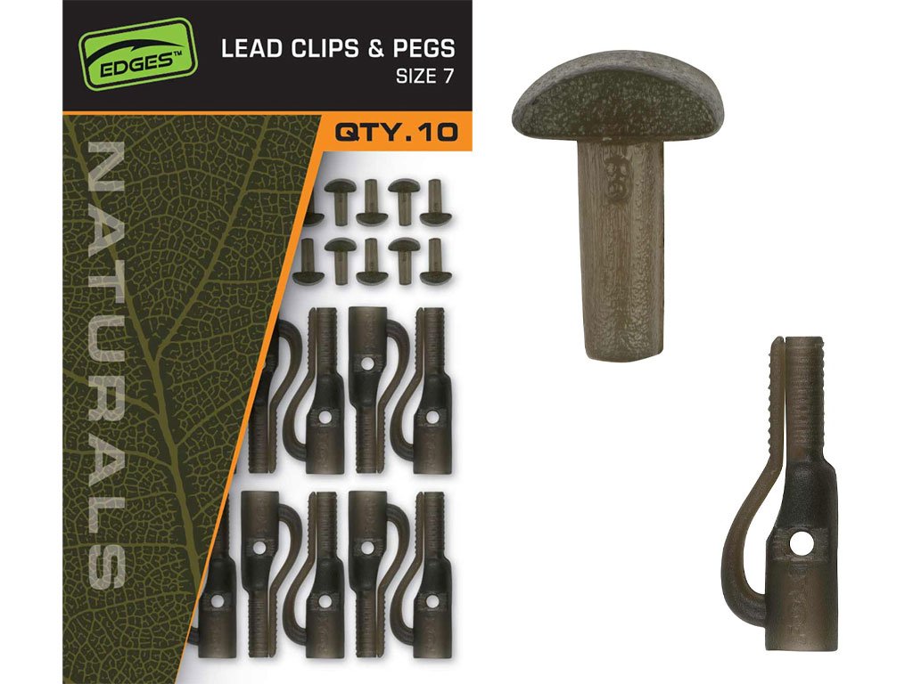 Fox Edges Naturals Lead Clips & Pegs 7, 10pcs