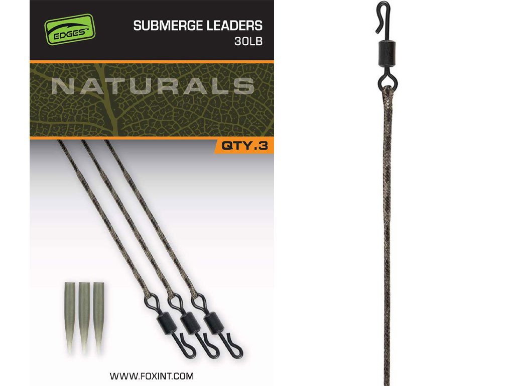 Fox Edges Naturals Submerge Leaders 40lb, 3pcs