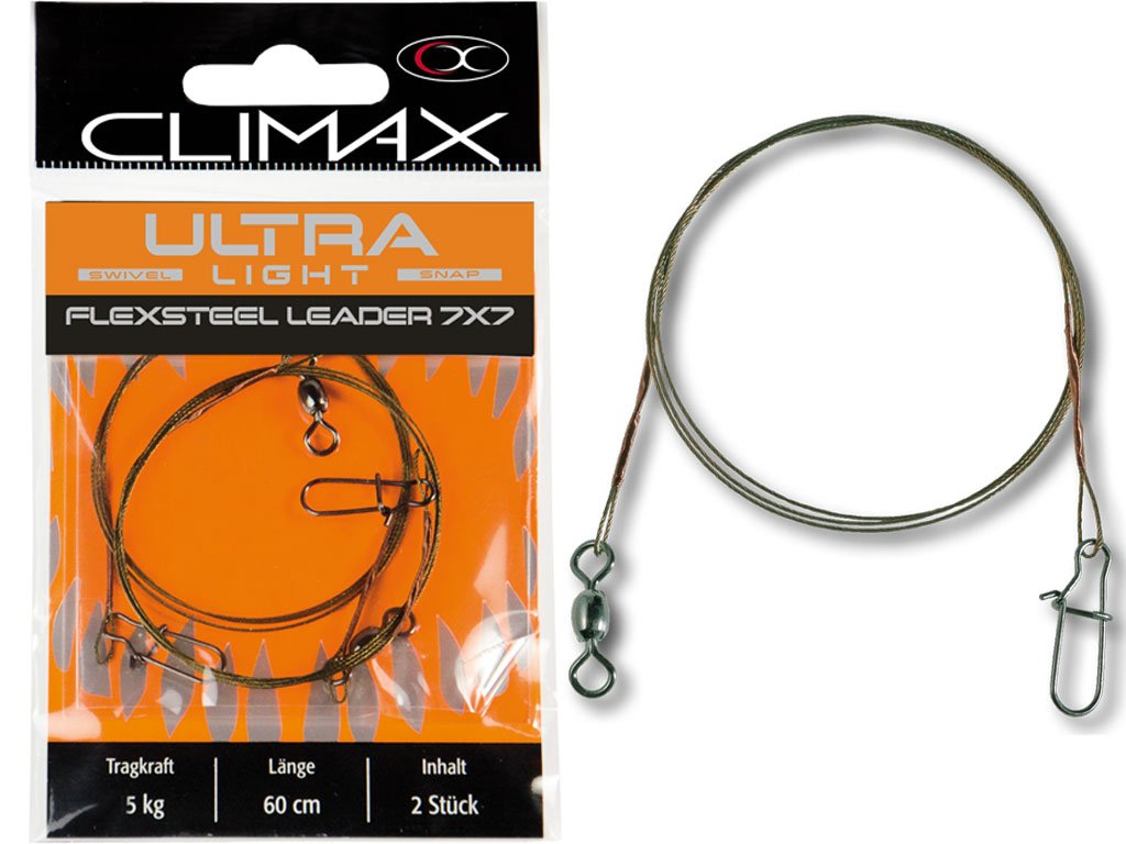 Climax Ultra Light Flexsteel Leader With Swivel 7x7 30cm, 5kg, 2pcs