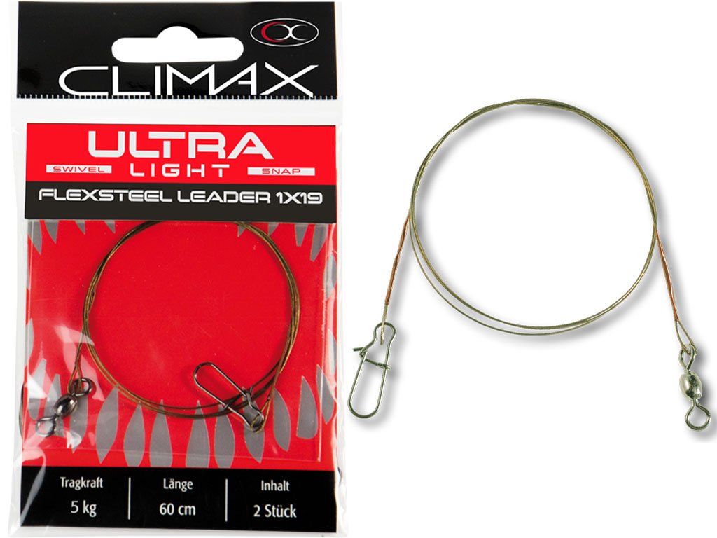 Climax Ultra Light Flexsteel Leader With Swivel 1x19 30cm, 5kg, 2pcs