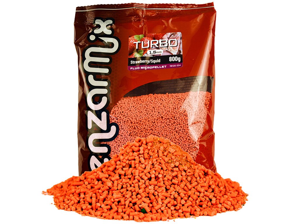 Benzar Mix Fluo Turbo Pellet 800g, 1.5mm Micro Strawberry/Squid