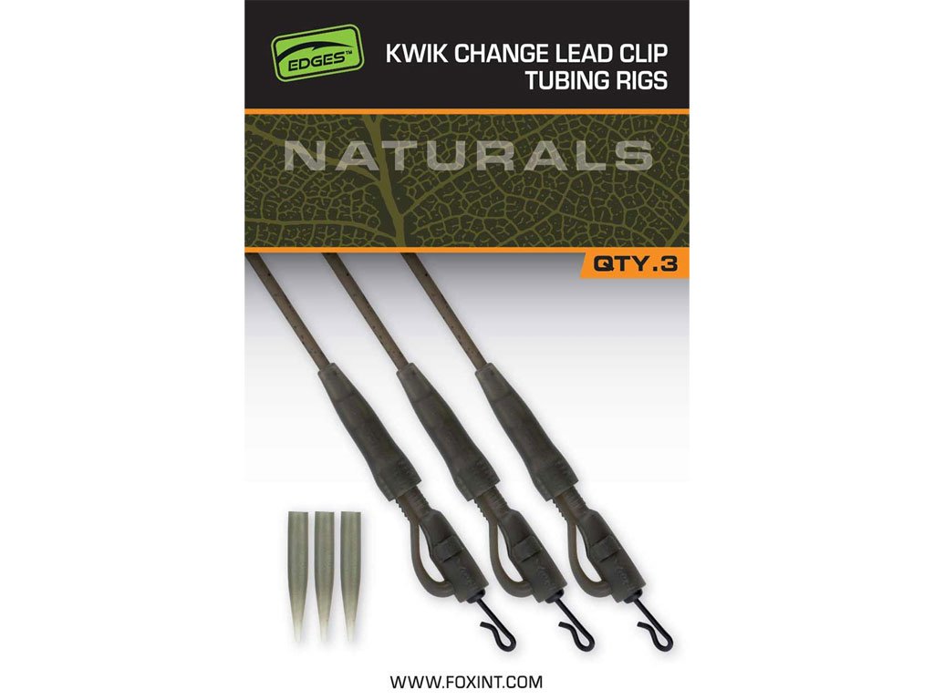 Fox Edges Naturals Kwik Change Lead Clip Tubing Rigs 3pcs