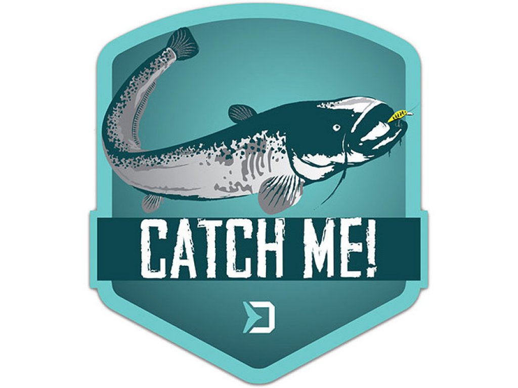 Delphin Catch Me Catfish Sticker 9x8cm