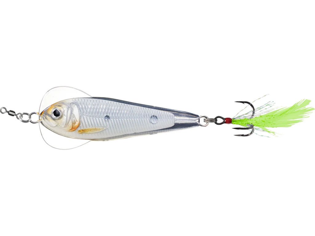 LiveTarget Flutter Shad Spoon 60mm, 21g Glow/Pearl