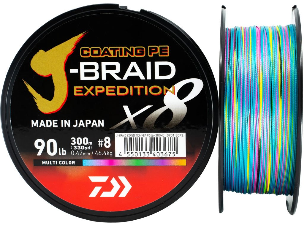 Daiwa J-Braid X8 Expedition Multicolor 300m, 0.13mm