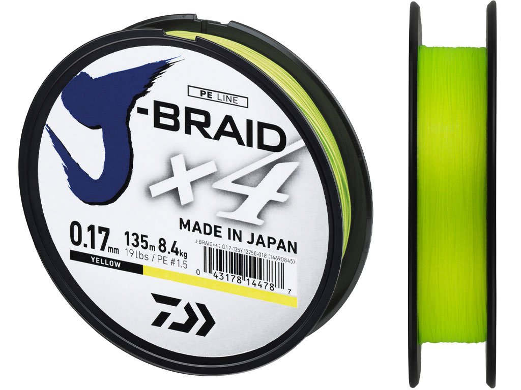 Daiwa J-Braid X4 Yellow 135m, 0.15mm