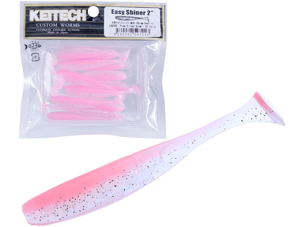 Keitech Scented Soft Plastic Swimbait Lure Easy Shiner 3inch Pink Silver Glow