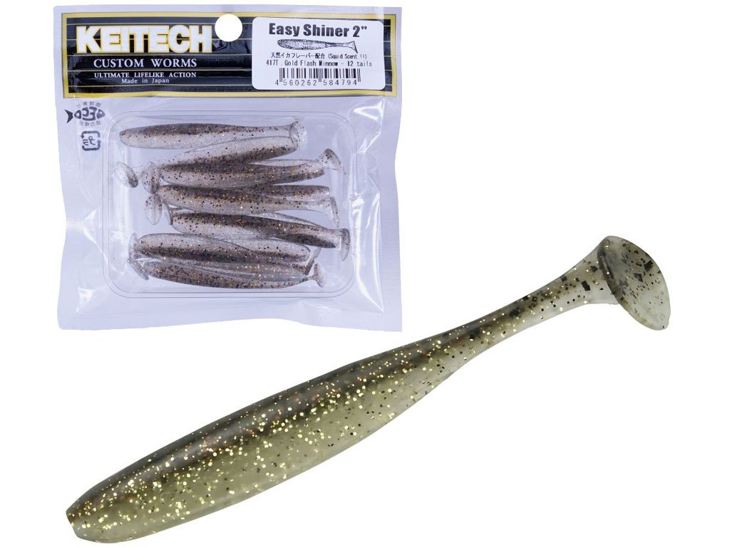 Keitech Scented Soft Plastic Swimbait Lure Easy Shiner 3inch Gold Flash Minnow