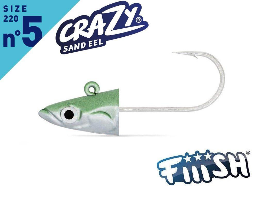 Fiiish Crazy Sand Eel CSE224 Jig Head Shore 30g Pearl Green 2pcs
