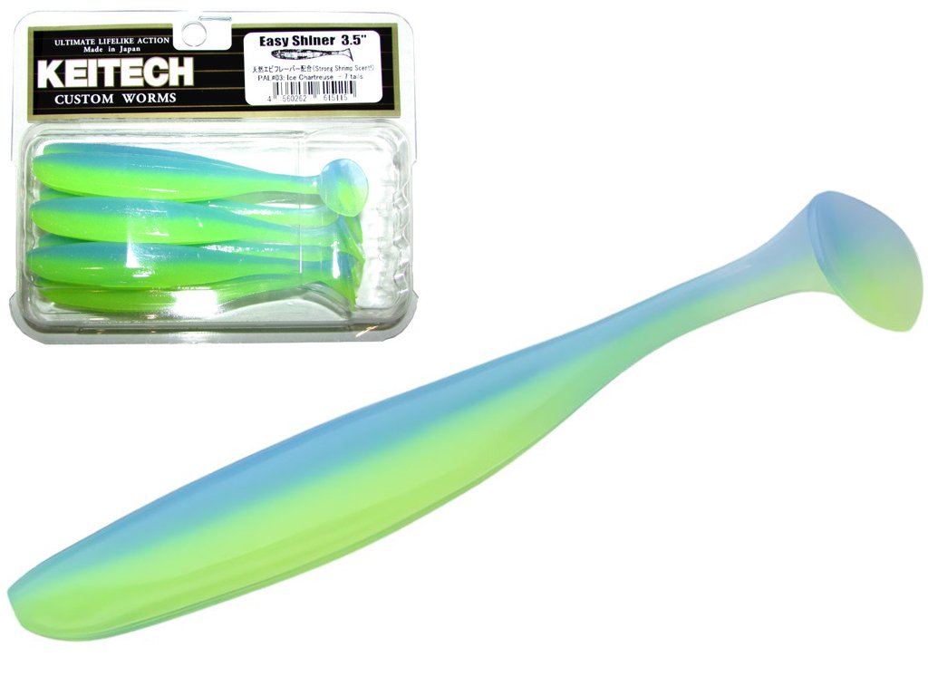 Keitech Scented Soft Plastic Swimbait Lure Easy Shiner 5inch Ice Chartreuse