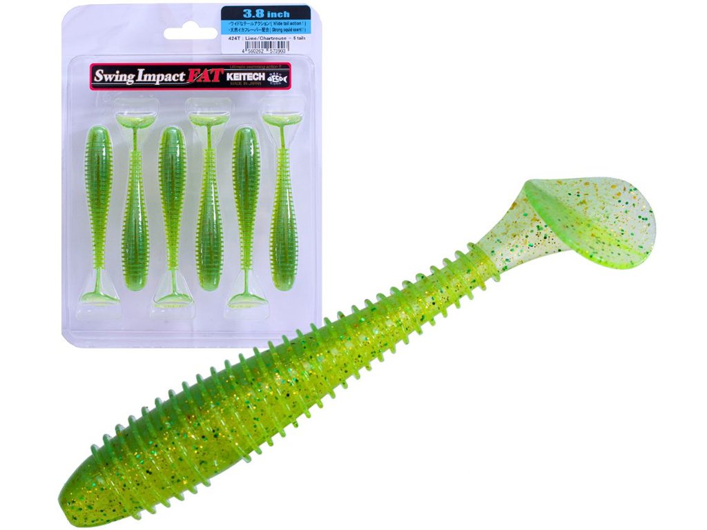 Keitech Scented Soft Swimbait Lure Impact Fat 3.3inch Lime Chartreuse