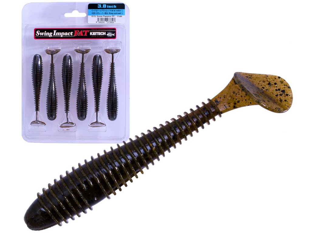 Keitech Scented Soft Swimbait Lure Impact Fat 3.8inch Green Pumpkin