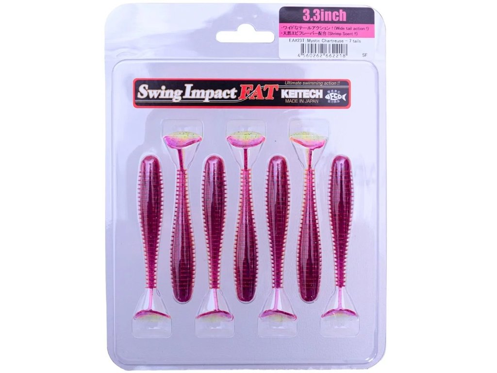 Keitech Scented Soft Swimbait Lure Impact Fat 4.3inch Mystic Chartreuse