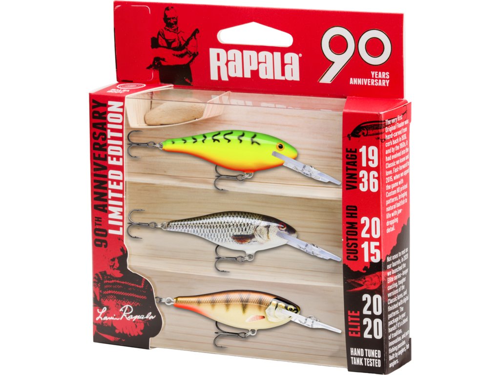 Rapala 90 Years Lure Kit Shad Rap Mid Bright Set 3pcs