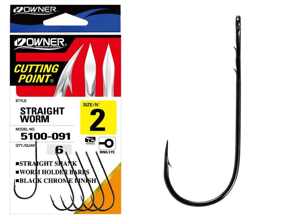 Owner SSW Straight Shank Worm Hook, 1/0