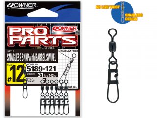 Owner Snagless Snap with Barrel Swivel 6, 5pcs