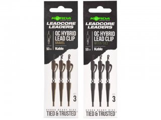 Korda Kable Leadcore Leader Hybrid Lead Clip QC Swivel Gravel 50cm