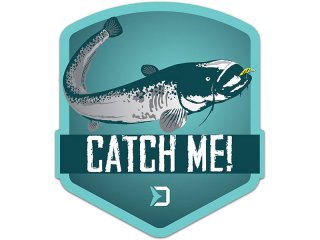 Delphin Catch Me Catfish Sticker 9x8cm