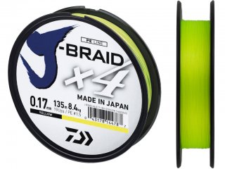 Daiwa J-Braid X4 Yellow 135m, 0.15mm