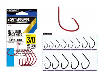 Owner Mutu Light Hook Red, 6/0